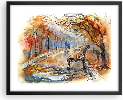 Produktbild von Gerahmtes Poster - Schwarzer Rahmen - Path Bench Herbst Frau - 50x40 cm - Wand Bild - Wanddeko - Wandbilder - Kunstposter - Wandposter - Bilderrahmen - Bilder - Kunstdruck - Wandbild - P2BAA50x40-3000