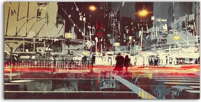 Produktbild von Coloray Glasbild 140x70  Wandbild Glasbilder Architektur Nachtstadt modernen Straße