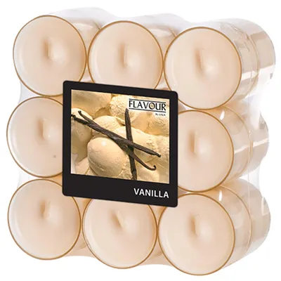 Produktbild von 18 Gala Flavour by GALA Duftlichte Ø 38 mm, 24 mm creme - Vanilla in Polycarbonathülle 96982 Teelichte Duftkerzen