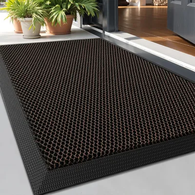 Obrázek produktu pro Podložka do interiéru i exteriéru – 60 x 90 cm – Guma – Protiskluzová – Hnědá