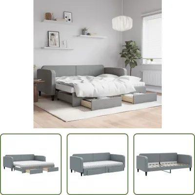 Zdjęcie produktu dla The Living Store Rozkładane łóżko dzienne z szufladami jasnoszare 90x200 cm tkanina