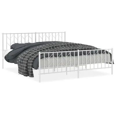 Obrázek produktu pro Rám postele s čelem a nohama kovový bílý 183x213 cm