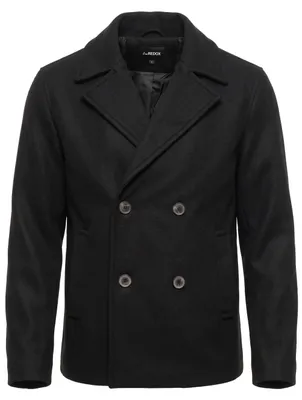 Produktbild von OneRedox Herren Kurzmantel in Woll-Optik als Übergangsjacke - Cabanjacke Herren Mantel als Doppelreiher Blouson Jacke ungefüttert