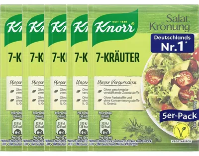 Produktbild von Knorr Salatkrönung 7 Kräuter klarers Salatdressing 5x 8g 5er 5er Pack