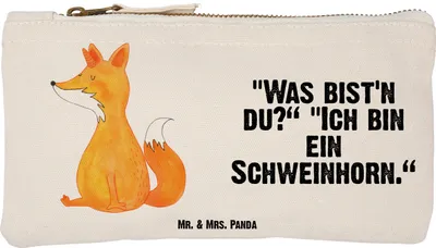 Produktbild von Mr. & Mrs. Panda kosmetiktäschchen Einhorn Fuchs Größe S Klein - Weiß - Geschenk, Unicorns, Federtasche, Etui, beauty case, Einhörner, Füchse, Unicorn, Waschbeutel