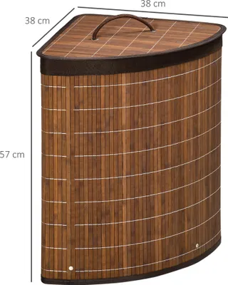 Obrázok produktu pre HOMCOM Koš na bielizeň 55 l, zberný koš na bielizeň s vekom, rukoväťou, bambus, hnedý