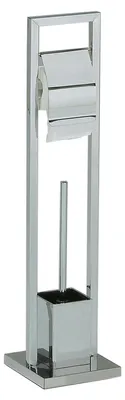 Produktbild von WC Garnitur TOMA Toilettenpapierhalter und Bürste freistehend, Klorollenhalter mit Toilettenbürste aus Metall verchromt