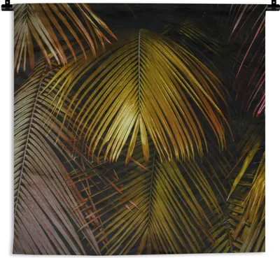 Produktbild von MuchoWow® Wandteppich Wandbehang Dschungel - Palme - Gold 150x150 cm Tapisserie Dekoration Wandtuch - Wohnaccessoires - Modernes