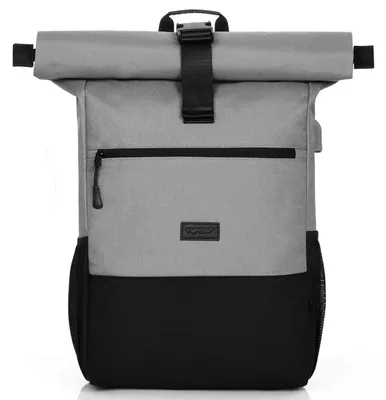 Produktbild von Rolltop Rucksack für Damen und Herren, Daypack mit Laptopfach 12-17 Zoll, Wasserdicht, Anti-Diebstahl, Dunkelgrau