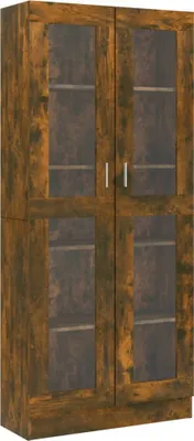 Obrázek produktu pro vidaXL Vitrína z kouřového dubu 82,5x30,5x185 cm Materiál na bázi dřeva