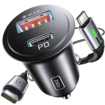 Productafbeelding van INIU sigarettenaansteker, 60W autolader met 1 meter 100W USB-C kabel