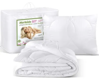 Productafbeelding van SET Merkado dekbed en kussen - 140x200 cm. 70x90 cm - Wit