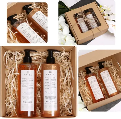 Produktbild von PRIJA Kosmetikset: Haarshampoo mit Rucola + Badelotion mit Goldpartikeln 2x380ml