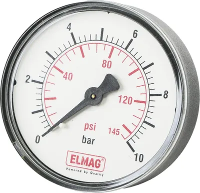 Produktbild von ELMAG Druckmanometer 0-10 bar, Ø 63 mm, Ø 1/4 Außengewinde hinten