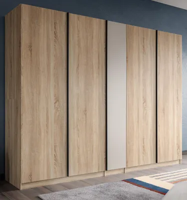 Produktbild von Kleiderschrank "Girona" in Sonoma Eiche und Kaschmir Drehtürenschrank 5-türig 230 x 183 cm