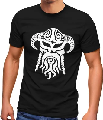 Produktbild von Herren T-Shirt Viking Wikinger Helm Nordmänner Bart Beard Fashion Streetstyle Neverless®  schwarz S
