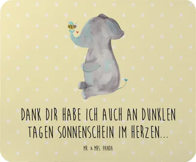 Produktbild von Mr. & Mrs. Panda Mauspad Elefant Biene - Gelb Pastell - Geschenk, Liebesspruch, Gute Laune, PC Zubehör, lustige Sprüche, Mauspad Büro, Tiere, Büroausstattung, Liebe