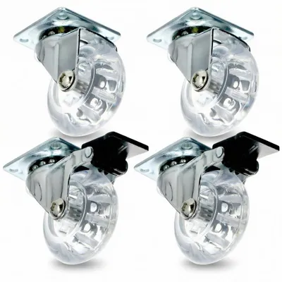 Imagen del producto de Ruedas giratorias transparentes - 50 mm - Con freno - Juego de 4 - 35 kg