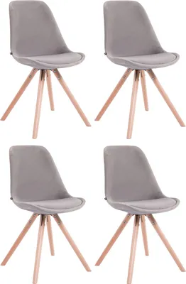 Produktbild von 4er Set Stühle HLO-CP8 Samt Rund natura  grau