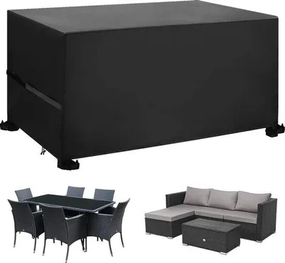 Produktbild von Schutzdecke für Gartenmöbel, robuste Rechteckform, 420D Oxford-Stoff, wasserdicht, winterfest, für Tisch, Sitzgruppe, Balkon, 110 x 110 x 74 cm