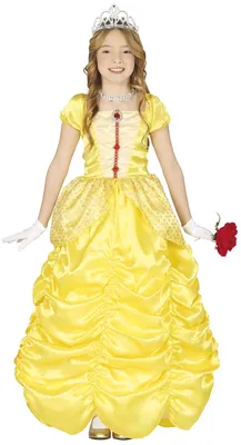 Image de robe jaune de princesse pour fille, taille:128/134