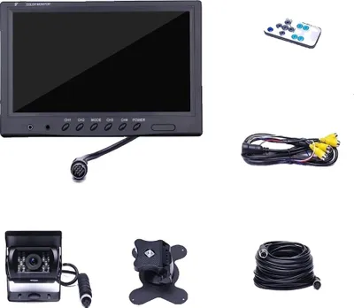 Produktbild von Rückfahrkamera-Monitor, 4-Kamera-Setup, Nachtsicht, benutzerfreundliche Steuerung, Monitor mit 4 Kameras