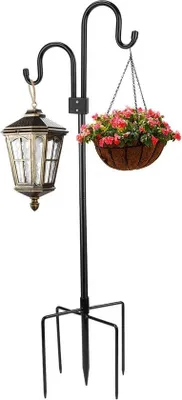 Zdjęcie produktu dla Metalowy drążek o długości 193 cm z podwójnym hakiem i podstawą z 5 ramionami