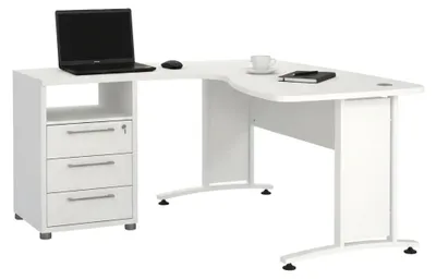 Produktbild von Schreibtisch Estong, Mehrzweckschreibtisch, Bürotisch für PC, Eckschreibtisch, 159x150 h75 cm, Weiß