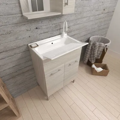 Immagine prodotto di Pilozza con mobile 60x50 con 2 ante e strofinatoio grigio medio | Pratico