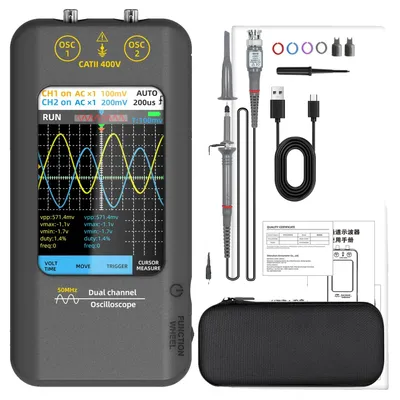 Obrázek produktu pro Přenosný osciloskop, 50 MHz, dvoukanálový, dotykový displej, O2