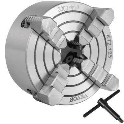 Produktbild von VEVOR K72-125 5 Zoll Drehfutter Unabhängiges Umkehrbares Backen 125MM Metall-Drehmaschinenzubehör für Mini-Metall-Drehmaschine 4 Backen Drehfutter, 4-Futter Spannzange, 125 mm