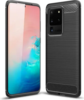 Produktbild von Conie Silikon Schutzhülle für Samsung Galaxy S20 Ultra Tasche Case Cover Bumper TPU Carbon Look Hülle in Schwarz