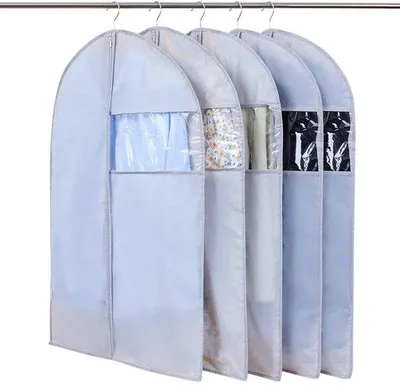 Produktbild von Famanu Kleiderhülle mit transparentem Fenster - Set von 5 - grau - PEVA - 60 x 100 cm