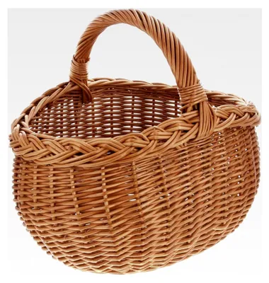 Produktbild von Einkaufskorb aus Vollweide mit Zopfrand, stabil geflochten, ca. 42x32x26 cm, Höhe 38 cm