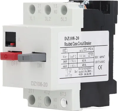 Obrázek produktu pro Jistič s lisovaným pouzdrem pro montáž na kolejnici Chránič automobilového motoru AC380V 3P DZ108?20 6.3?10A