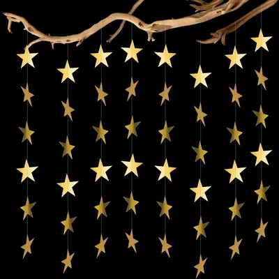 Produktbild von Glitzer Sternengirlande Lichterkette Papiergirlande - 12 Meter - Reflektierend - 3 Stück à 4 Meter - Feiertagsdekoration