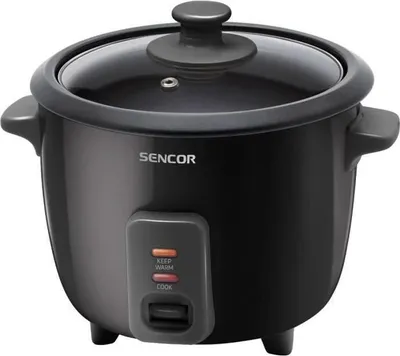Image de Cuiseur à Riz Électrique SENCOR SRM 0601BK, 0.6L, 300W, Noir, Couvercle en Verre, Spatule et Verre Doseur Inclus
