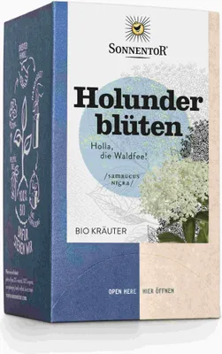 Produktbild von Sonnentor Holunderblüten  27 g, Kräutertee, 27 g, Holunderblüten , 18 Stück(e), Faltenbeutel aus Papier