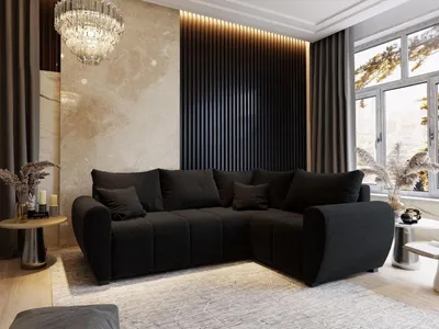 Produktbild von Masseno Ecksofa MADISON L R-S mit Schlaffunktion L-Form, Sofa mit Bettkasten, Wohnzimmersofa, Couch, Soffa, Bettsofa, Couchgarnitur- Schwarz SAWANA 14
