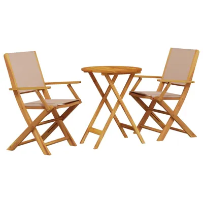 Produktbild von 3-tlg. Bistro-Set Taupe Stoff und Massivholz