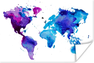 Produktbild von MuchoWow® Poster Weltkarte - Aquarell - Lila - Kinder - Jungen - Mädchen 120x80 cm - Bilder