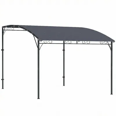 Produktbild von Anbaupavillon Pergola mit Metallgestell Dach, wetterfest wandmontiert Pavillon Vordach 2,86 x 3,84 x 2,52 m Grau