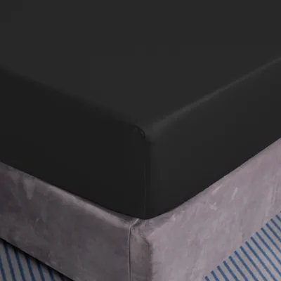 Produktbild von Spannbettlaken aus Baumwolle 90x200+25 Schwarz