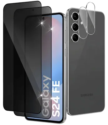 Produktbild von 2X Schutzglas für Samsung Galaxy S24FE Blickschutz Display Kamera Panzerfolie 9H, KI-generiertes Bild