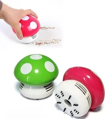 Produktbild von Mini Staubsauger, Tischstaubsauger in Pilzform, Tisch Staubkehrer Schreibtisch Staubsauger für das Home Office(Zufällige Farbe)