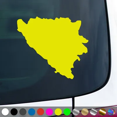 Produktbild von PantherPixel Bosnien Aufkleber Umriss Kontur Reisen Herzegowina Sticker Auto Geschenkidee Farbe Neon-Gelb