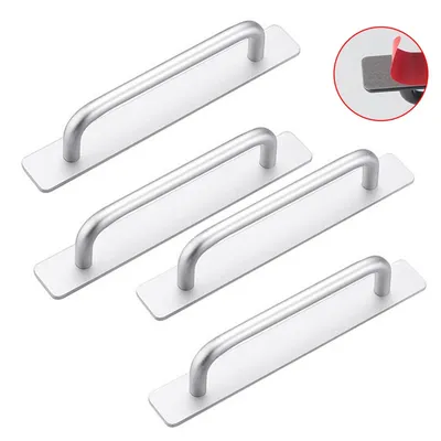 Produktbild von Türknauf 4 Stück, selbstklebende Möbelgriffe aus Aluminium, Türgriffe, 180mm