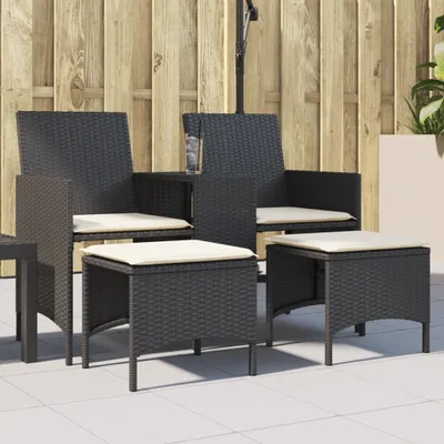 Produktbild von Maison Exclusive - Gartensofa 2-Sitzer mit Tisch und Hockern Schwarz Poly Rattan
