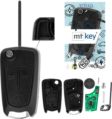 Produktbild von MT-KEY 3 Tasten Funk Fernbedienung 434MHZ 3 Tasten Klappschlüssel kompatibel mit Opel Vectra C 03-08 Signum 03-07 Zafira B 433MHZ Funk Schlüssel
