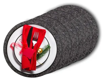 Produktbild von 6er Filz-Platzset anthrazit, rund Ø 35cm